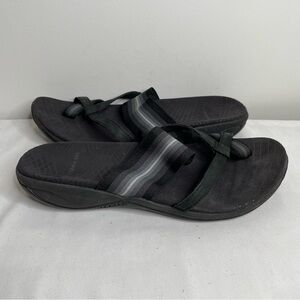 MERRELL Zinnia Strappy Toe Loop Elastic Band Comfort  Sandals Black Gray Size 10